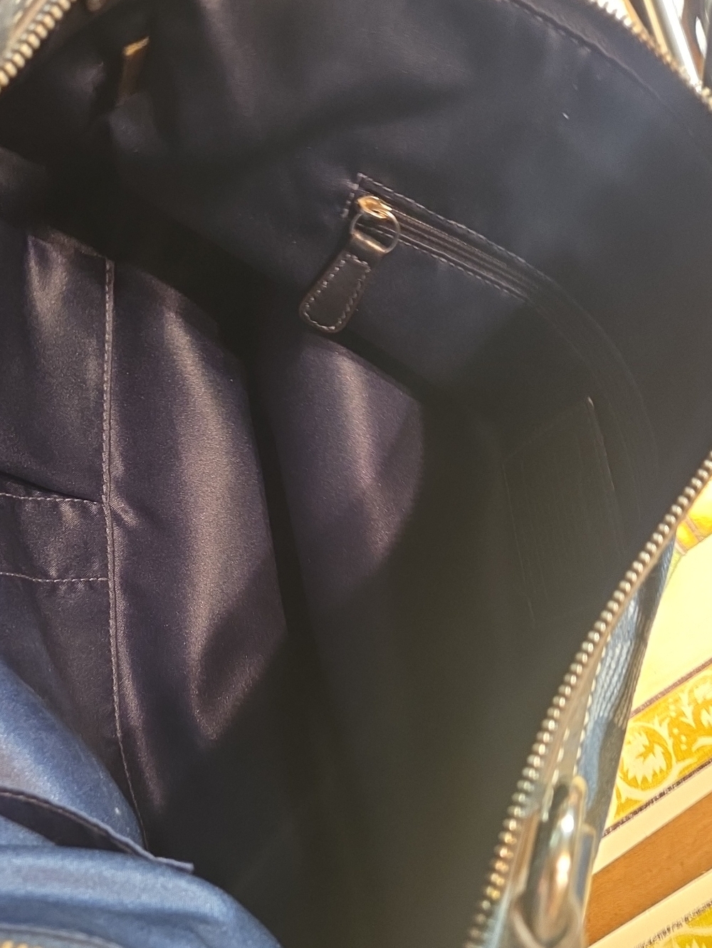 Coach Denim Signature Logo Hobo Bag with Navy and Red Accent - Picture 3 of 4
